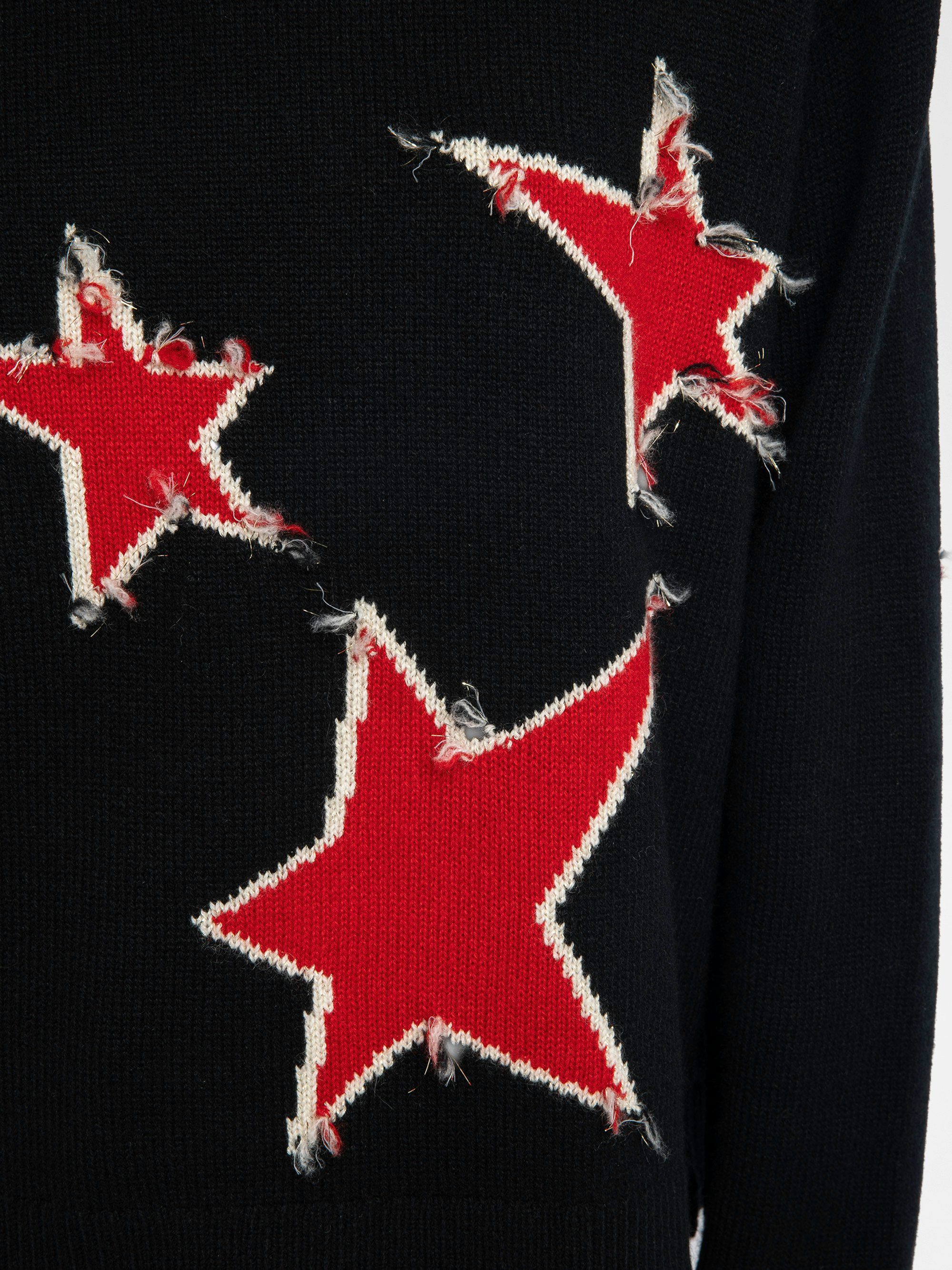 Markuz Jumper 100% Cashmere - Round neck jumper with star worn effect.